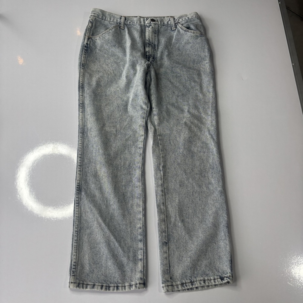 Vintage Rustler Men's 36x30 Acid Wash Stone Wash 100% Cotton Jeans Made in USA